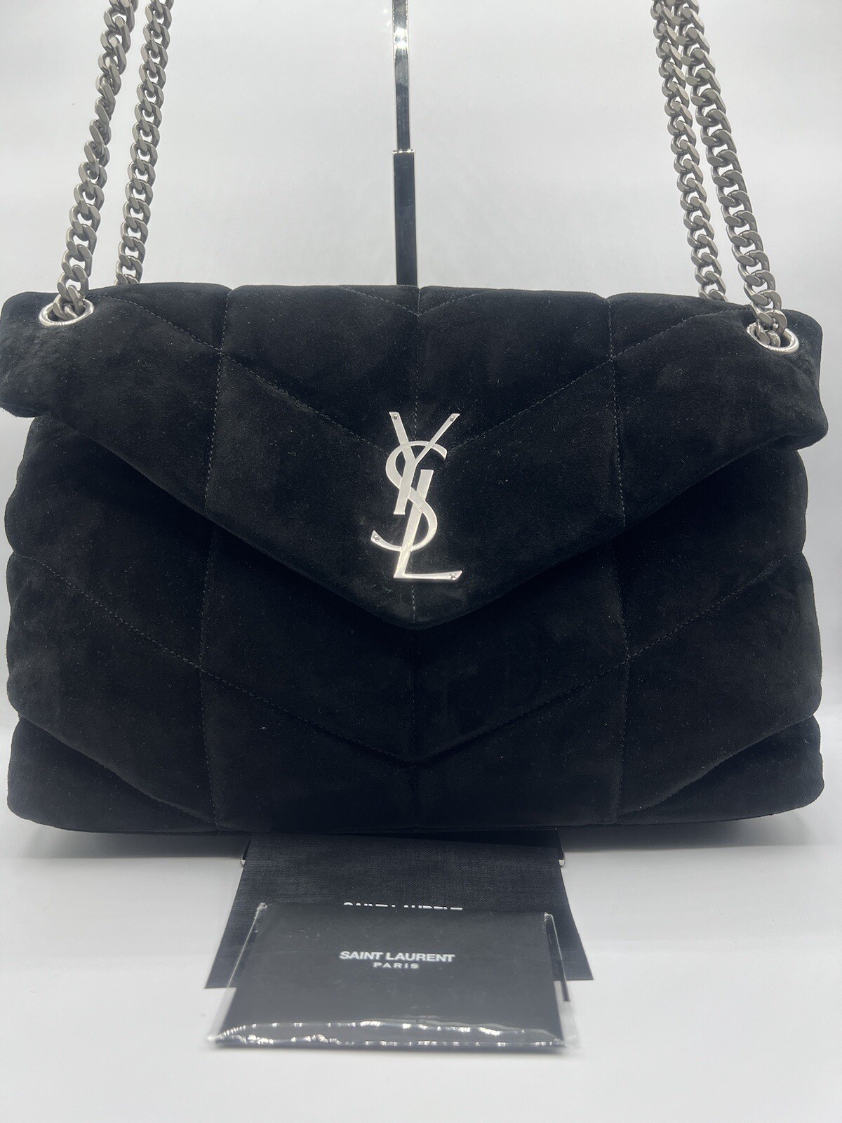 Splendido! YSL Yves Saint Laurent Borsa tampone media Lou Lou nera nuova con etichette 577475