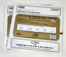 2 Packs Pioneer RMW-5 12x12 Top Load Scrapbook White Memory Book Refill 5 Sheets