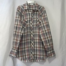 Vintage Plaid Pearl Snap western shirt mens size medium guc e950