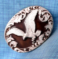 Western Eagle Belt Buckle Cowboy Filigree Floral Scroll Cowgirl Vtg 90s .NOX828