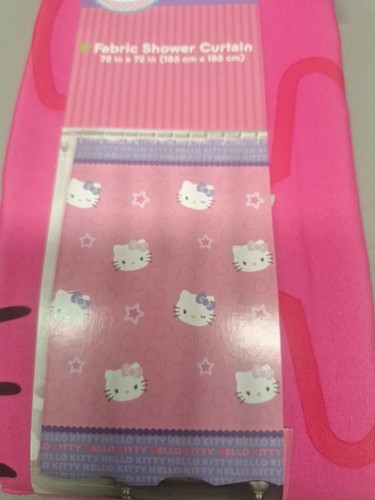 New Hello Kitty by Sanrio Fabric Shower Curtain 72" x 72" Stars Pink Purple Kid - 第 2/3 張圖片