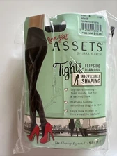 Love Your Assets By Spanx Tights Size 4 Reversible Diamond Black Shaping New