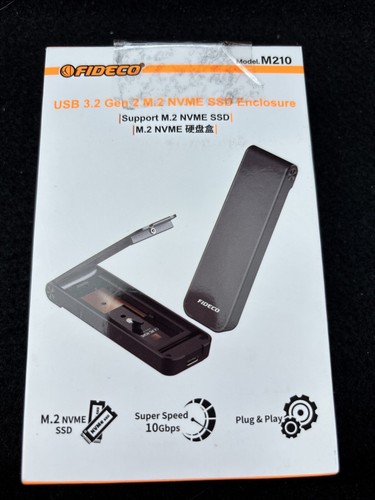 Fideco M.2 NVME SSD Boîtier - PCIe USB 3.1, Gen 2, 10 Gbit/s, adaptateur de disque dur USB C et