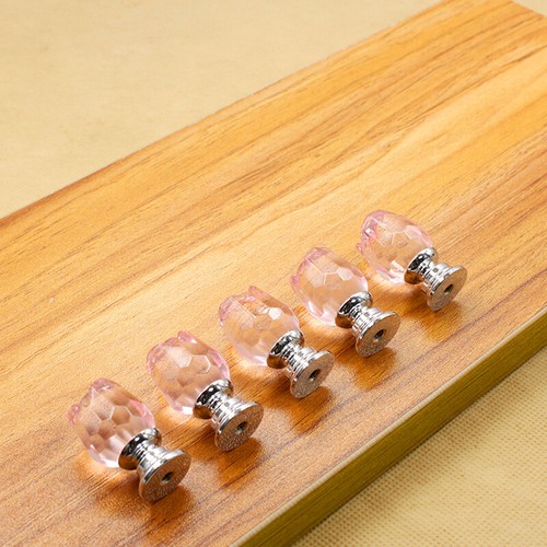 Crystal Glass Rose Knobs Cabinet Furniture Cupboard Drawer Door Pull Handles - Picture 16 of 30