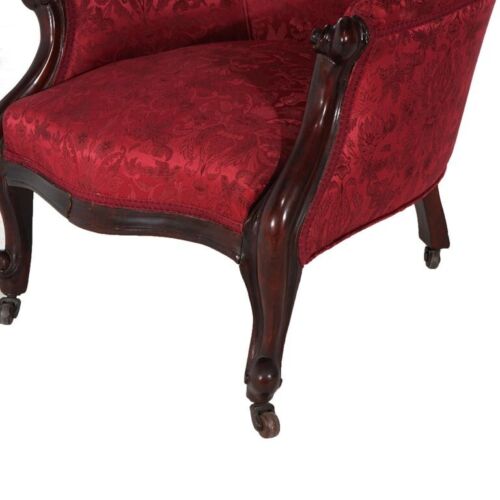 Antique French Victorian Louis XV Style Upholstered Parlor Chair C1890 - Picture 3 of 11