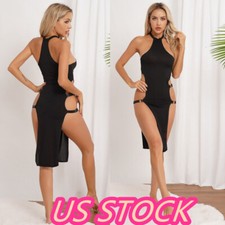 `Sexy Women High Cut Split Dress Sleeveless Bodycon Cheongsam Dress Nightwears