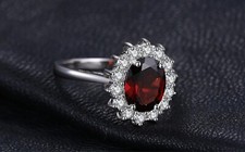 Red Garnet Ring Oval Cut Engagement ring,925 sterling silver ring for women