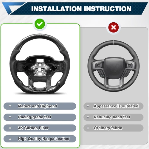 Real 3K Carbon Fiber Steering Wheel Black Fits For F150 2021 2022 2023 2024 - Picture 5 of 11