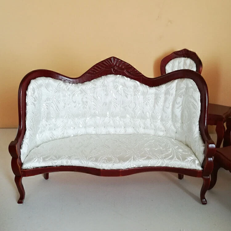 Juego de mesa de centro sofá de bolsillo muebles sala de estar casa de muñecas 1:12 Foto 2 de 4