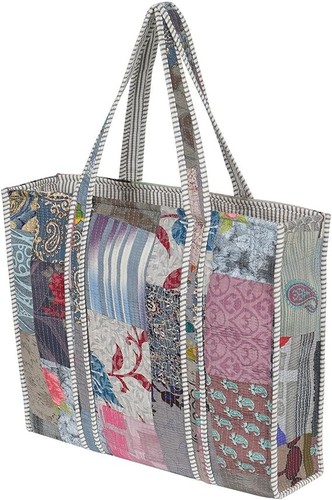 Borsa grande reversibile floreale patchwork cotone trapuntato shopping bag - Foto 22 di 72