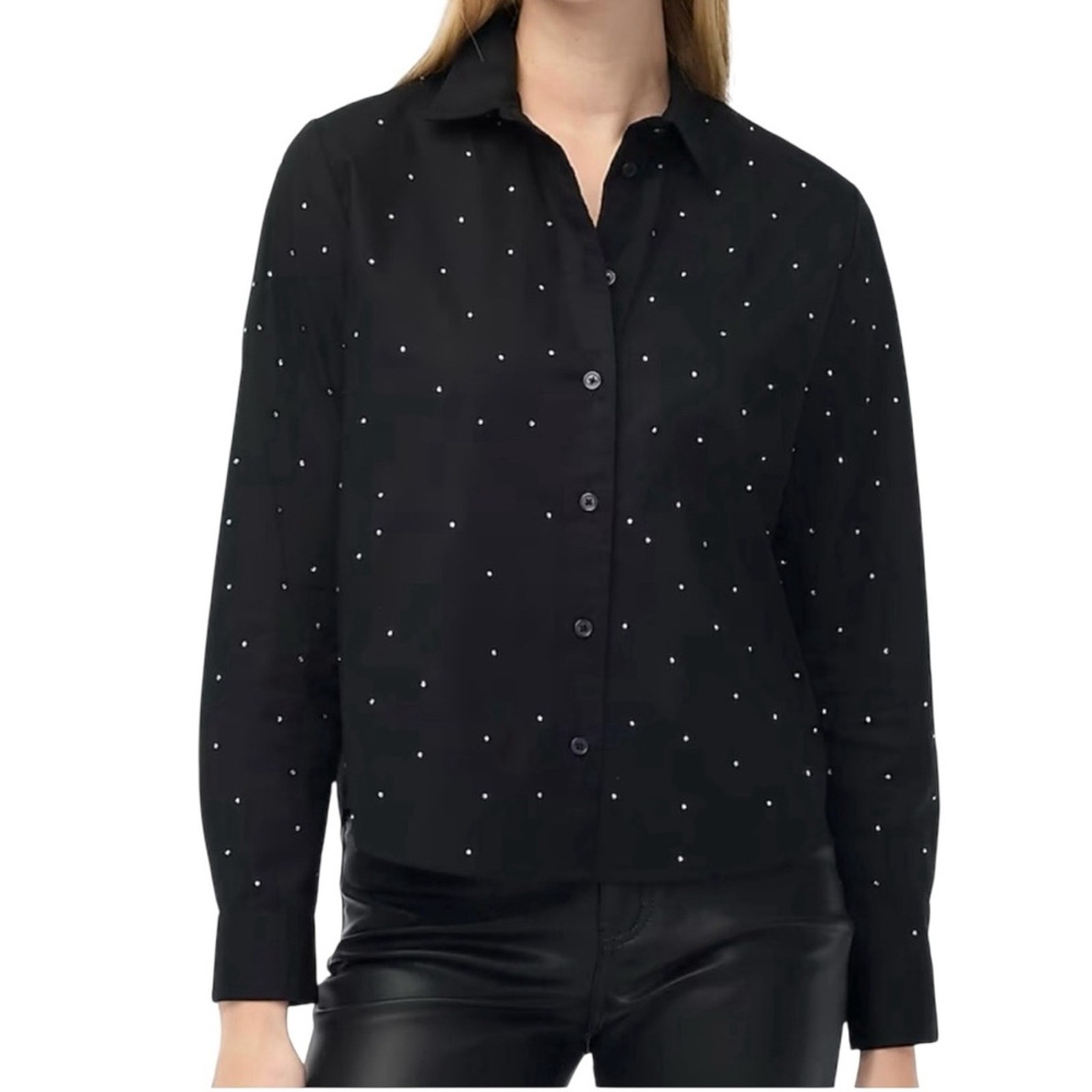 J. Crew - NWT Rhinestone Modern Button Up Blouse Top Sz L