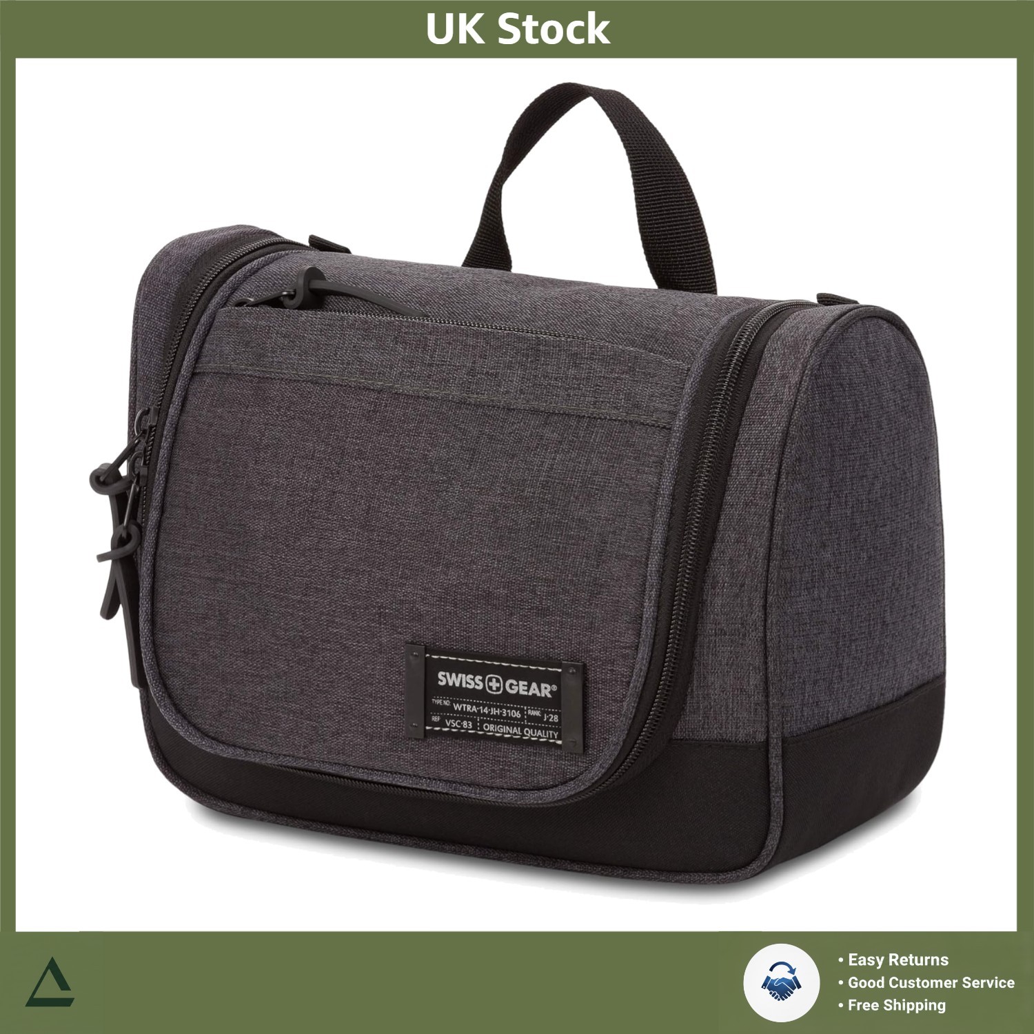 Stylish Travel Getaway Toiletry Bag Organiser With Hanging Hook Single Pack