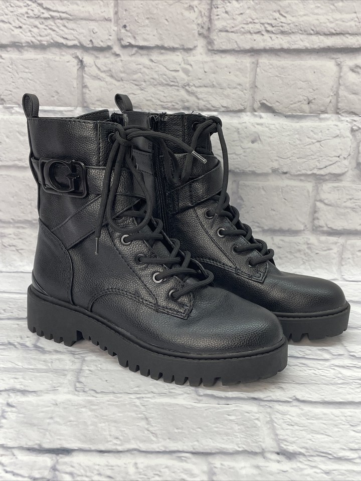 GUESS Orana Combat Boot voor dames, Zwart bruin, 39.5 EU