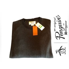 Original Penguin Crew  Neck Sweater in Black/Grey Tweed-like Pattern, NWT Size L