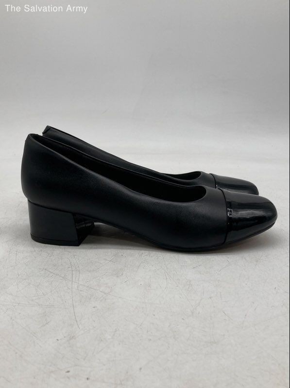 Clarks Womens Marilyn Sara Black Leather Slip-On Pump Heels Size 8 M