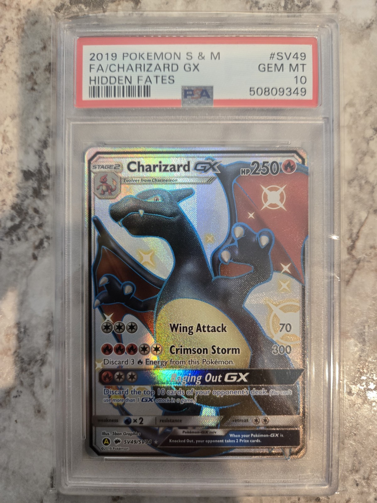 Charizard GX SV49/SV94 Hidden Fates: Shiny Vault Holo Pokemon PSA 10