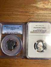 1981-S Jefferson Nickel PCGS PR69DCAM Type 1 & 2 Set