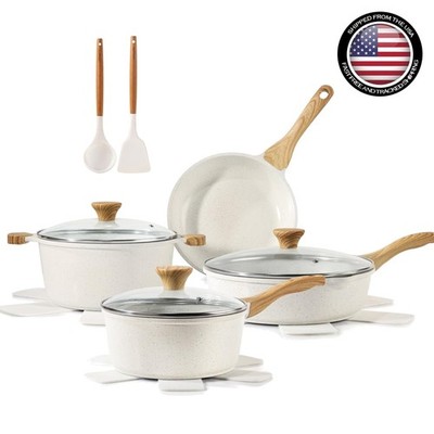 13-Piece Eco-Friendly Nonstick Cookware Set with Silicone Tools & Protectors