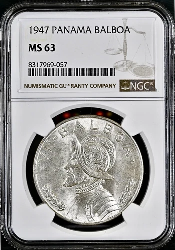 1947 PANAMA SILVER BALBOA NGC MS63