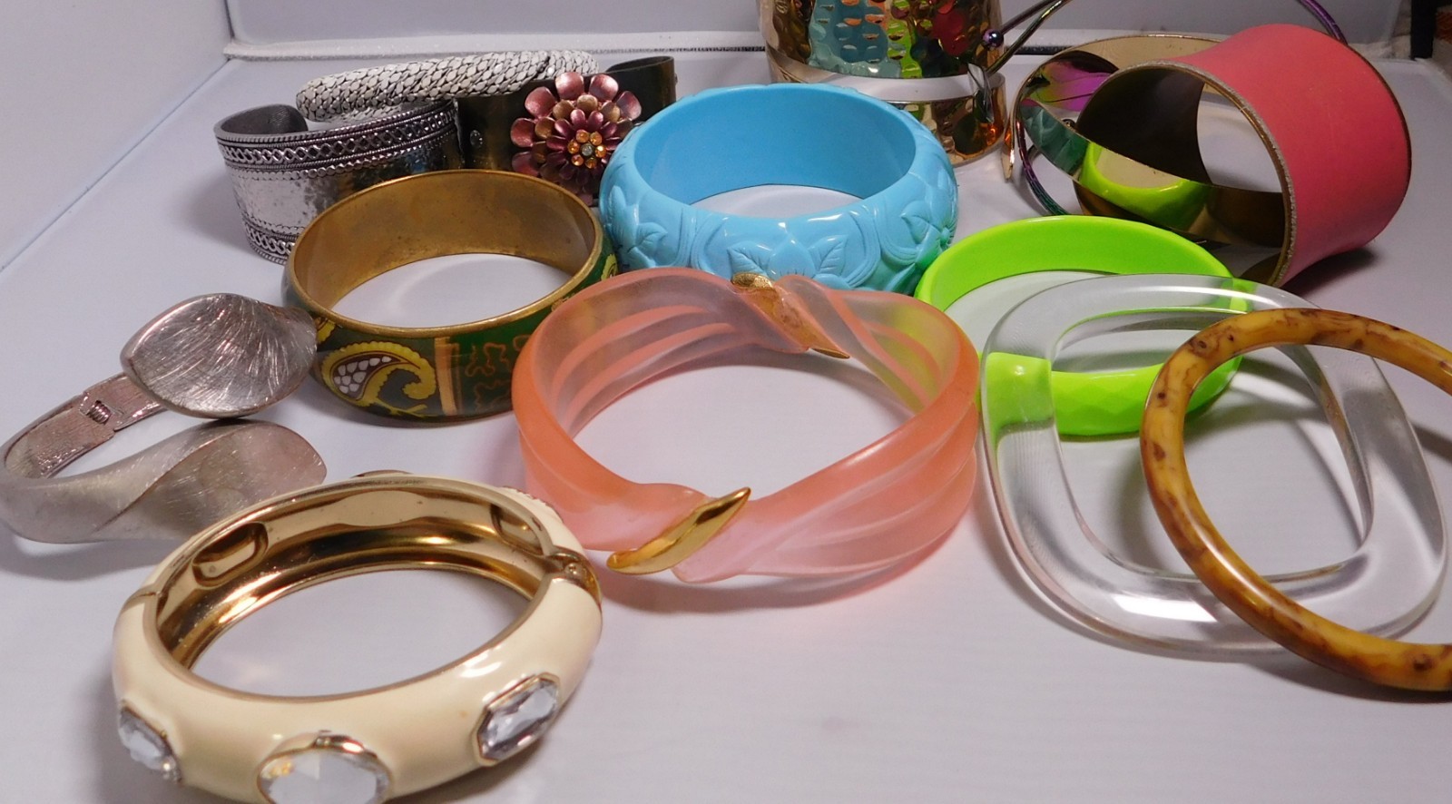 Vtg Lot Statement Bracelets - Enamel Cloisonne Br… - image 1