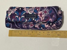 Purple Vera Bradley Soft Eye Glasses Case Magnetic Closure Mirror