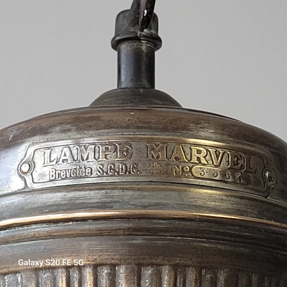 Lampe À Pétrole Marvel Pression Gravité Suspension Ancienne 85 Cm - Photo 3/4