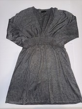 Women's Express V Neck Size Medium Grey 3/4 Sleeved Dress