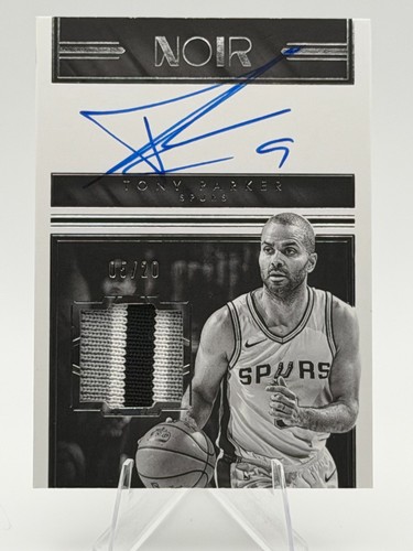 2017-18 Panini Noir Tony Parker Patch On-Card Auto /20 #BW-TP Spurs HOF