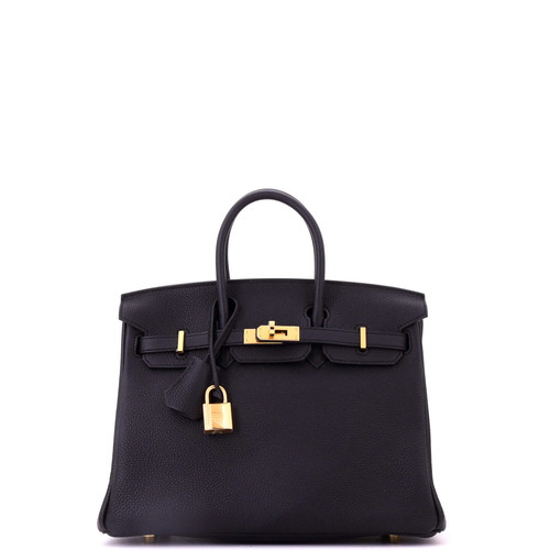 Hermes Birkin Handbag Black Togo with Gold Hardware 25