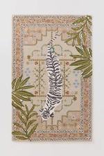 Hand Tufted Wool Rug 8x10, Anthropologie Rug 9x12, Nuetral Bengal Tiger 10x14 ft