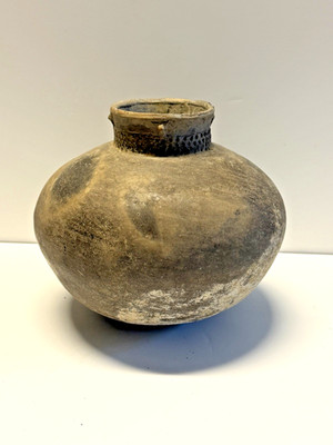 Ancient Archaic Native American Indian Caddo Clay  Large Pottery Jug; Etched
