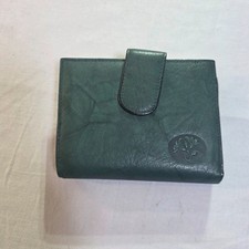 Vintage Buxton Green Leather Kiss Lock Wallet Accordion Coin Purse Small