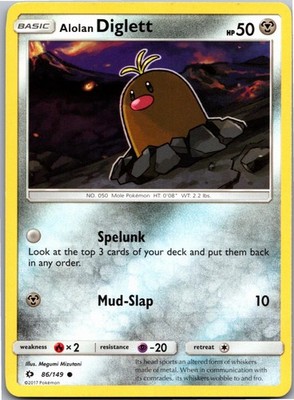 Alolan Diglett 86/149 Common SM Base Set Pokemon Near Mint