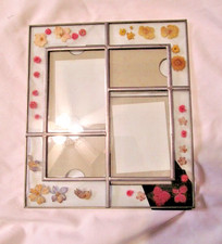 Leaded Glass Pressed Flower Picture Collage Frame - 9.15 x 10.5" 4 Openings