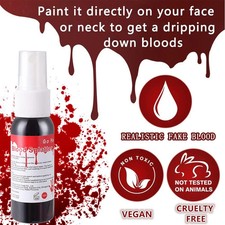 Go Ho Blood Splatter Fake Blood Washable 2.1 Oz ,Halloween Fake Blood Spray Eye