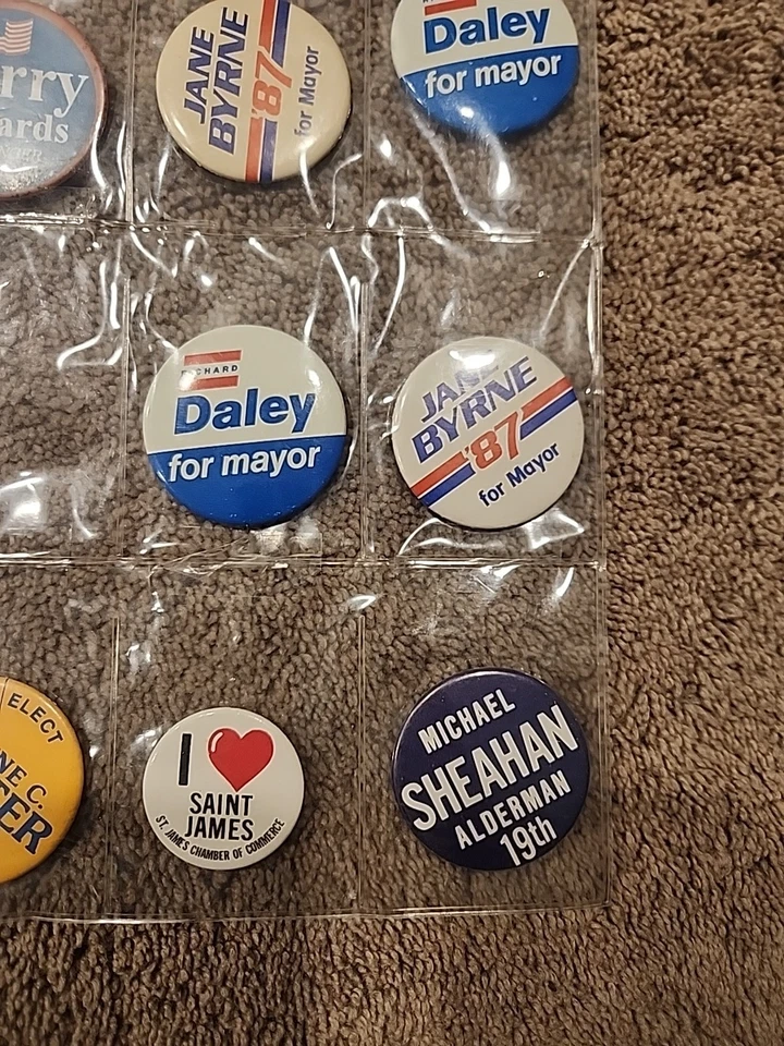 Лот из 9 Винтажных Кнопок Кампании в Чикаго Daley Политические Демократические - Изображение 3 из 4