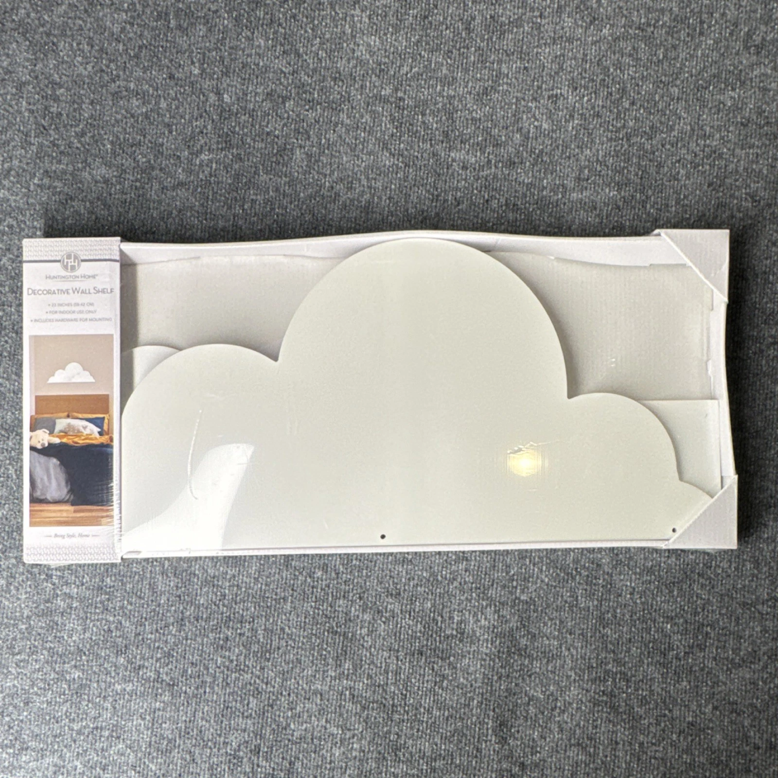 Huntington Home 23" White Cloud Design Wall Shelf with Mounting Hardware