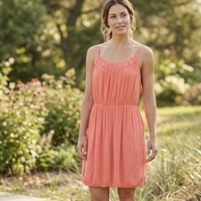 Old Navy Coral Boho Midi Sundress Womens M Dress Boho Resort Flowy Summer Beach