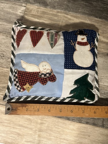 Handmade Decorative Christmas Pillow 8.5 X8.5 Red Green - Picture 5 of 5