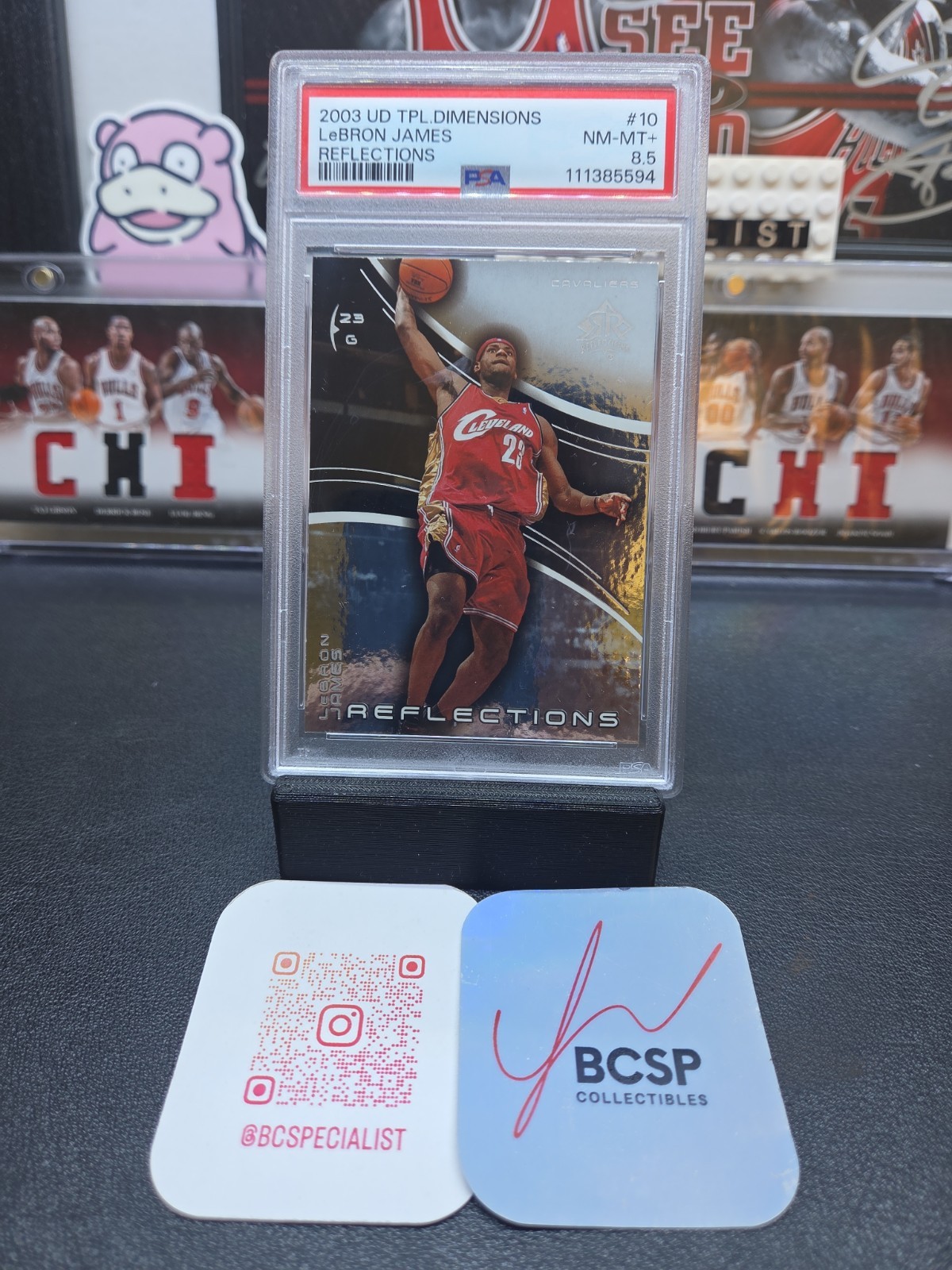 2003-04 UD Triple Dimensions Reflections 10 LeBron James Rookie PSA 8.5 MINT RC view 3