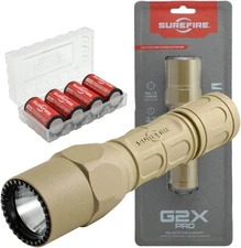 SureFire G2X Pro 600 Lumen Tactical EDC Flashlight Bundle - 4 Extra Batt in Case