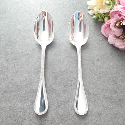 Christofle Perles Coffee Spoon 2pcs Flatware Silverplate Excellent