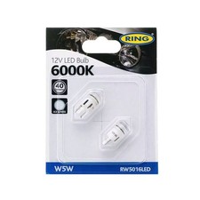 W5W 12v 5w 501 LED SMD Car Sidelight Bulb PAIR 6000k Ice White Ring RW5016LED