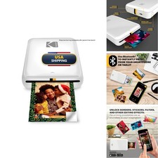 KODAK Step Photo Printer White Bluetooth Zink 2x3" Sticky-Back iOS Android