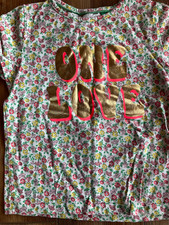 Mini Boden Floral Pattern One Love Text Shirt