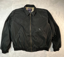 VTG FACONNABLE Mens L Jacket Black Bomber Lined Pockets