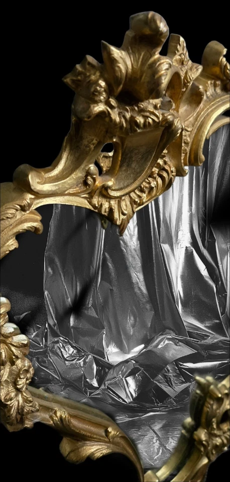 Caballete rococó francés italiano antiguo oro Ormolu bronce fundido espejo respaldo latón  Foto 4 de 4