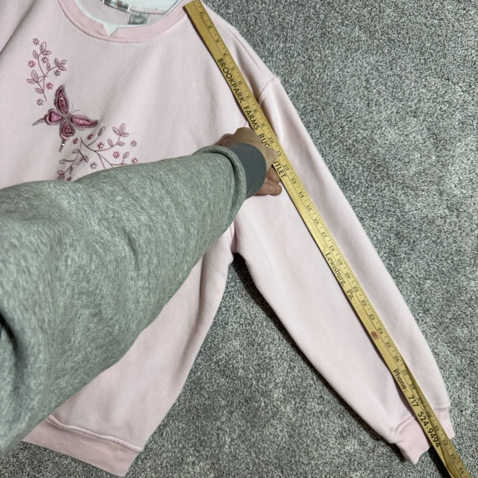 Sudadera De Colección Años 90 Y2K Mujer 1X Plus Bordada Mariposa Acogedora Cottagecore Foto 3 de 4