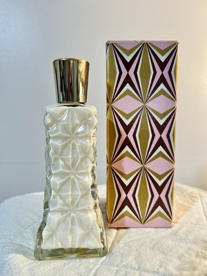 Vintage Avon Dew Kiss Moisturizer   Glass Decanter   Pink Geometric Box   Full
