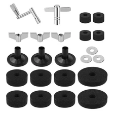 Cymbal Replacement Accessories 23 PCS Felt Pad Sleeve Wing Nut Key Drum Set